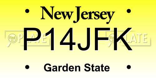 P14JFK New Jersey License Plate