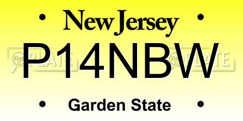 P14NBW New Jersey License Plate