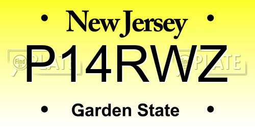 P14RWZ New Jersey License Plate