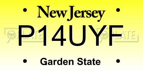 P14UYF New Jersey License Plate