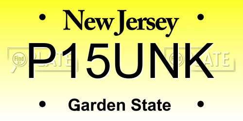P15UNK New Jersey License Plate
