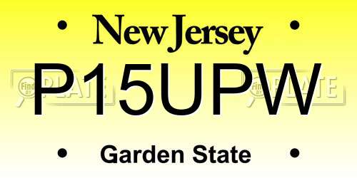 P15UPW New Jersey License Plate