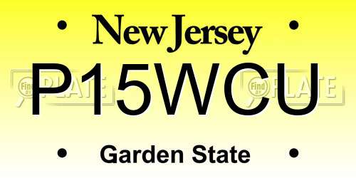 P15WCU New Jersey License Plate