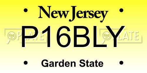 P16BLY New Jersey License Plate