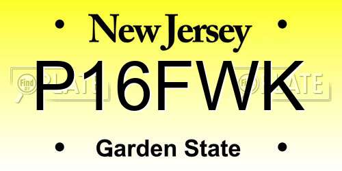 P16FWK New Jersey License Plate