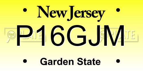 P16GJM New Jersey License Plate