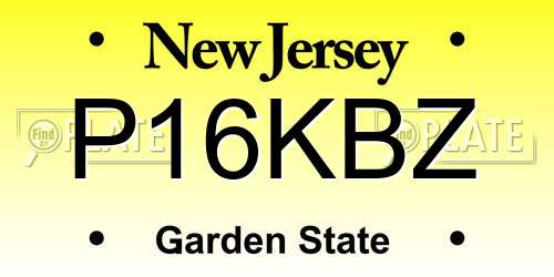 P16KBZ New Jersey License Plate