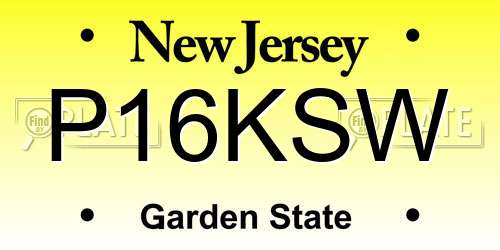 P16KSW New Jersey License Plate