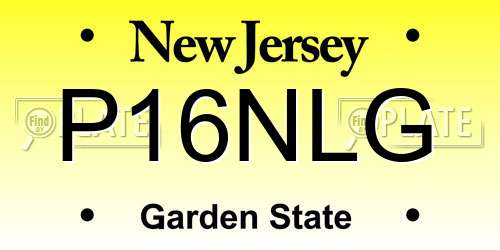 P16NLG New Jersey License Plate