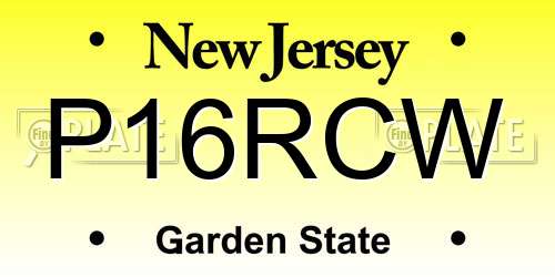 P16RCW New Jersey License Plate