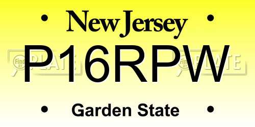 P16RPW New Jersey License Plate