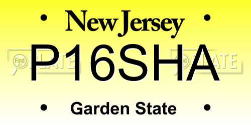 P16SHA New Jersey License Plate