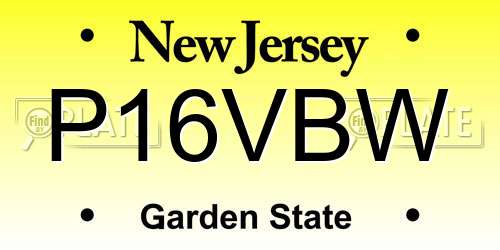 P16VBW New Jersey License Plate
