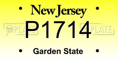 P1714 New Jersey License Plate