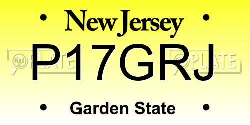 P17GRJ New Jersey License Plate
