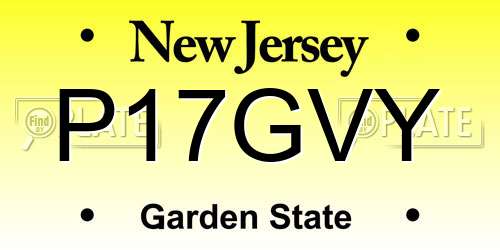 P17GVY New Jersey License Plate