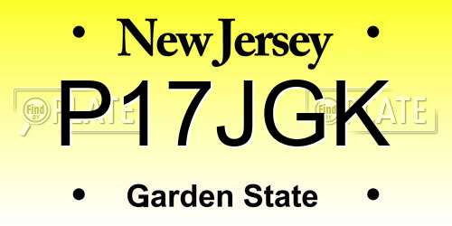 P17JGK New Jersey License Plate