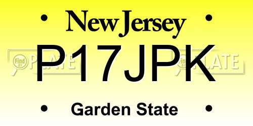 P17JPK New Jersey License Plate