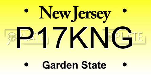 P17KNG New Jersey License Plate