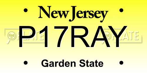 P17RAY New Jersey License Plate