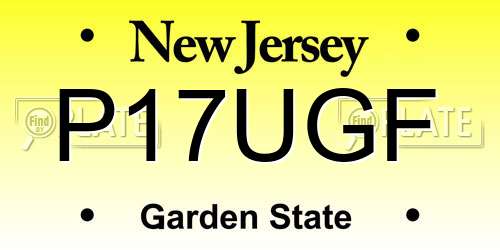 P17UGF New Jersey License Plate