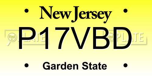 P17VBD New Jersey License Plate