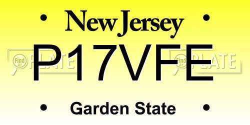 P17VFE New Jersey License Plate