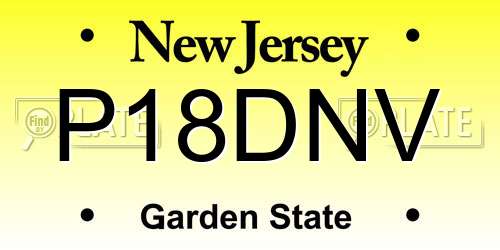 P18DNV New Jersey License Plate