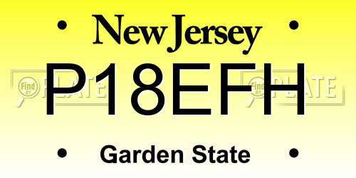 P18EFH New Jersey License Plate