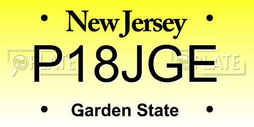 P18JGE New Jersey License Plate