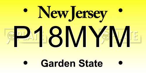 P18MYM New Jersey License Plate