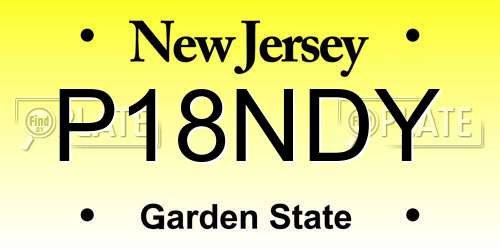 P18NDY New Jersey License Plate