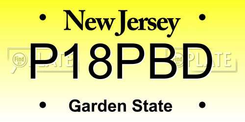 P18PBD New Jersey License Plate