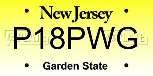 P18PWG New Jersey License Plate