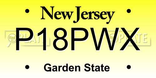 P18PWX New Jersey License Plate