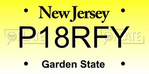 P18RFY New Jersey License Plate