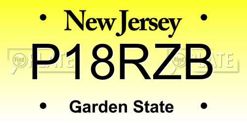 P18RZB New Jersey License Plate