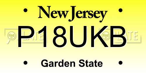 P18UKB New Jersey License Plate