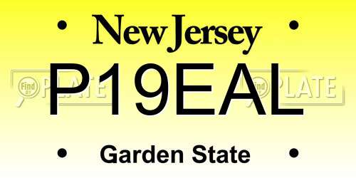 P19EAL New Jersey License Plate