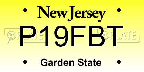 P19FBT New Jersey License Plate