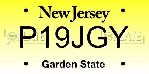 P19JGY New Jersey License Plate