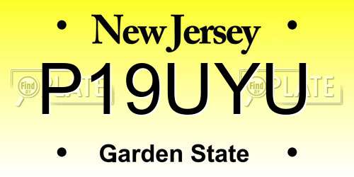 P19UYU New Jersey License Plate