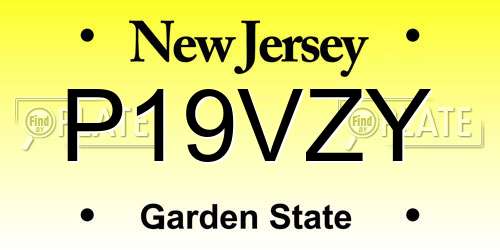 P19VZY New Jersey License Plate