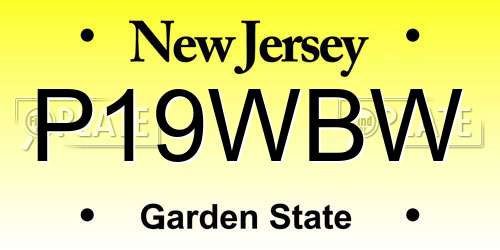 P19WBW New Jersey License Plate