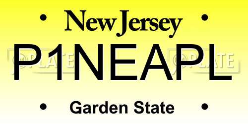 P1NEAPL New Jersey License Plate
