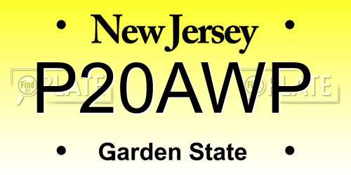 P20AWP New Jersey License Plate