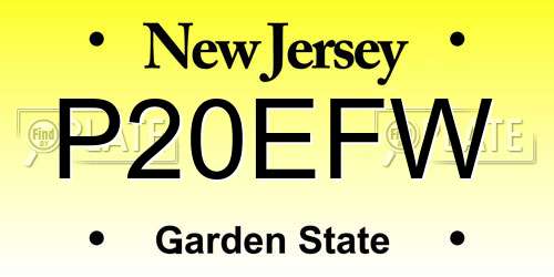 P20EFW New Jersey License Plate