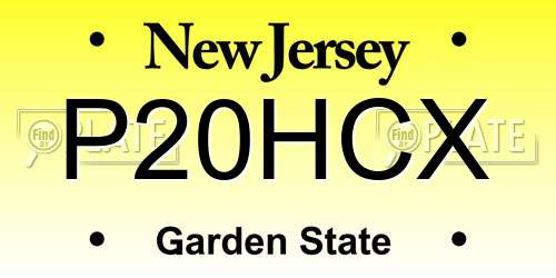 P20HCX New Jersey License Plate