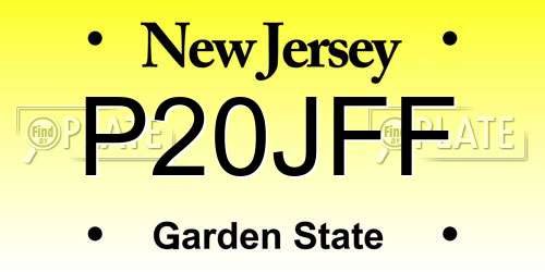 P20JFF New Jersey License Plate