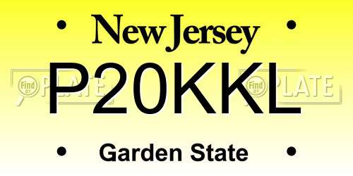 P20KKL New Jersey License Plate